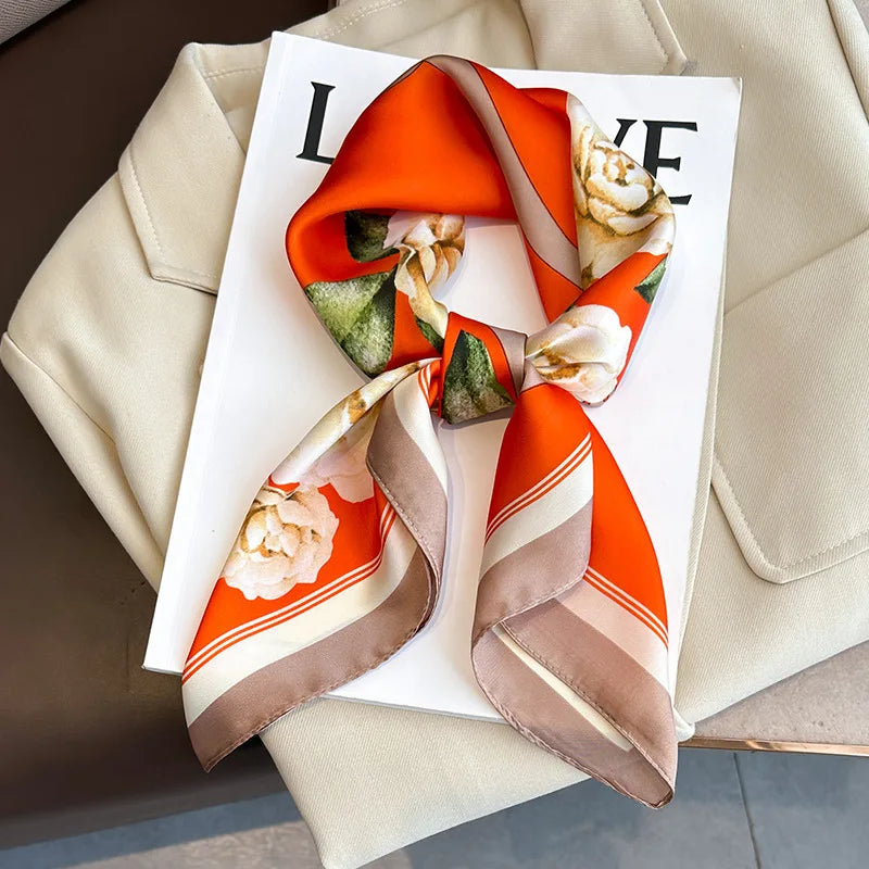 Print Luxury Pashmina Silk Scarf for Headband or Neck