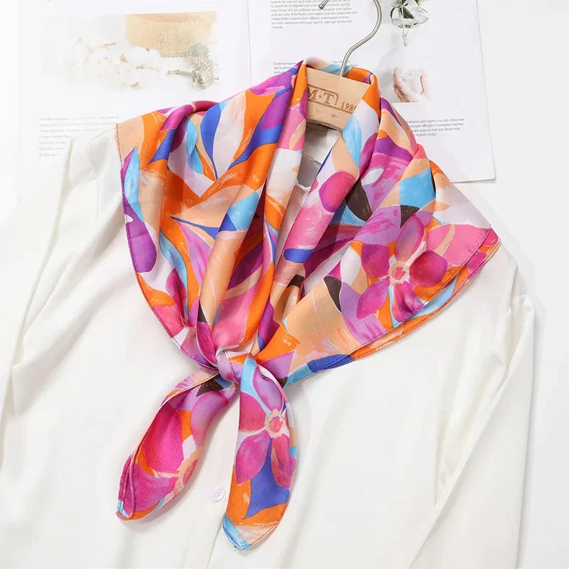 Print Luxury Pashmina Silk Scarf for Headband or Neck