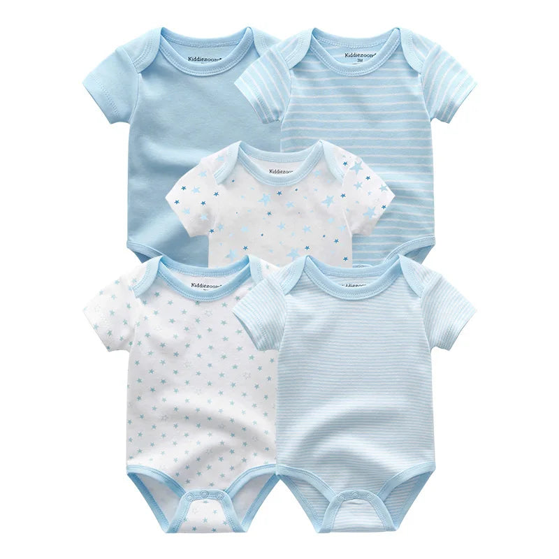 Newborn Print Cartoons Cotton Bodysuits 5Pieces Unisex
