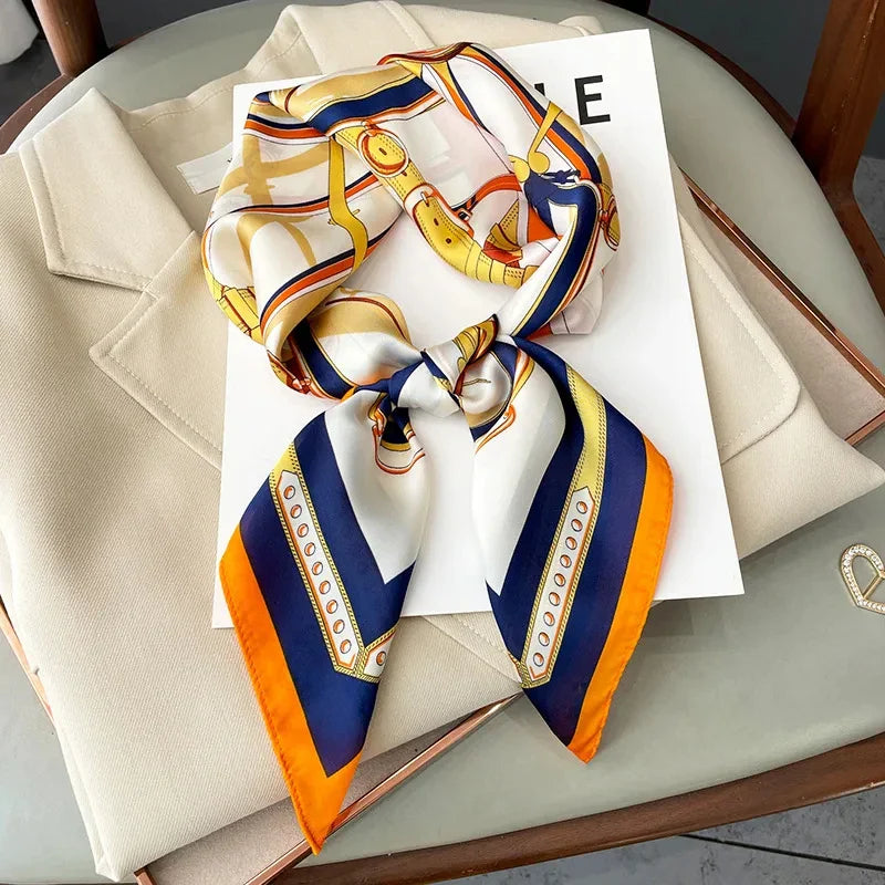 Print Luxury Pashmina Silk Scarf for Headband or Neck