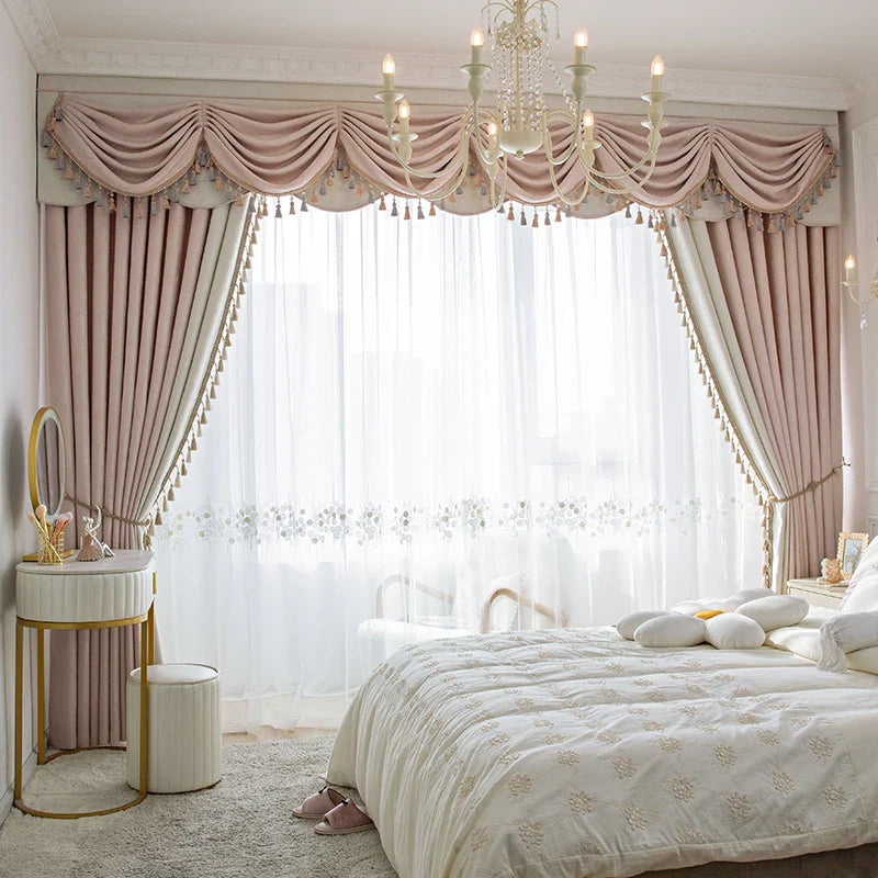 Pink Living Room Modern Bay Window Cloth Curtain Tulle Valance Drape C1139