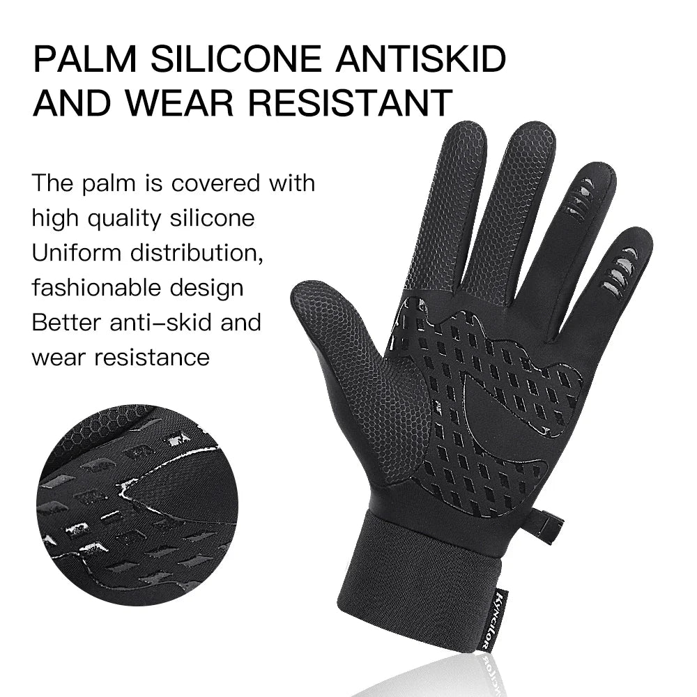 Men Winter Gloves Sports Bike Snow Bicycle Gloves Touchscreen Windproof Silicone Waterproof