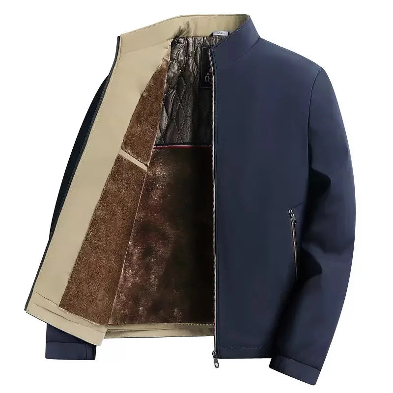 Winter Men's Sport Windproof Color Plus Velvet Thick Warm Jacket Large Size L-4XL