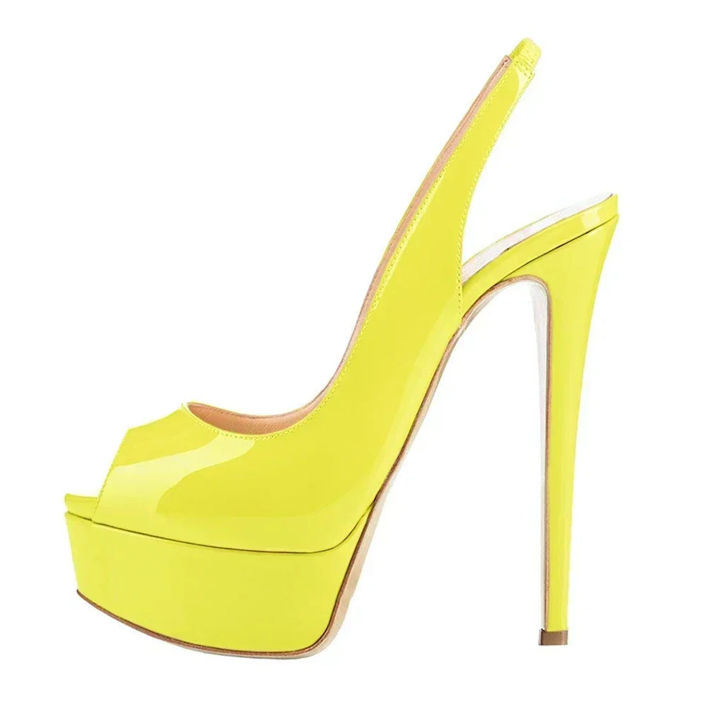 Women Sandals Stilettos 14CM Platform High Heels Sexy Pumps Open Toe