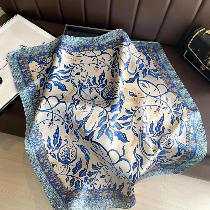 Print Luxury Pashmina Silk Scarf for Headband or Neck
