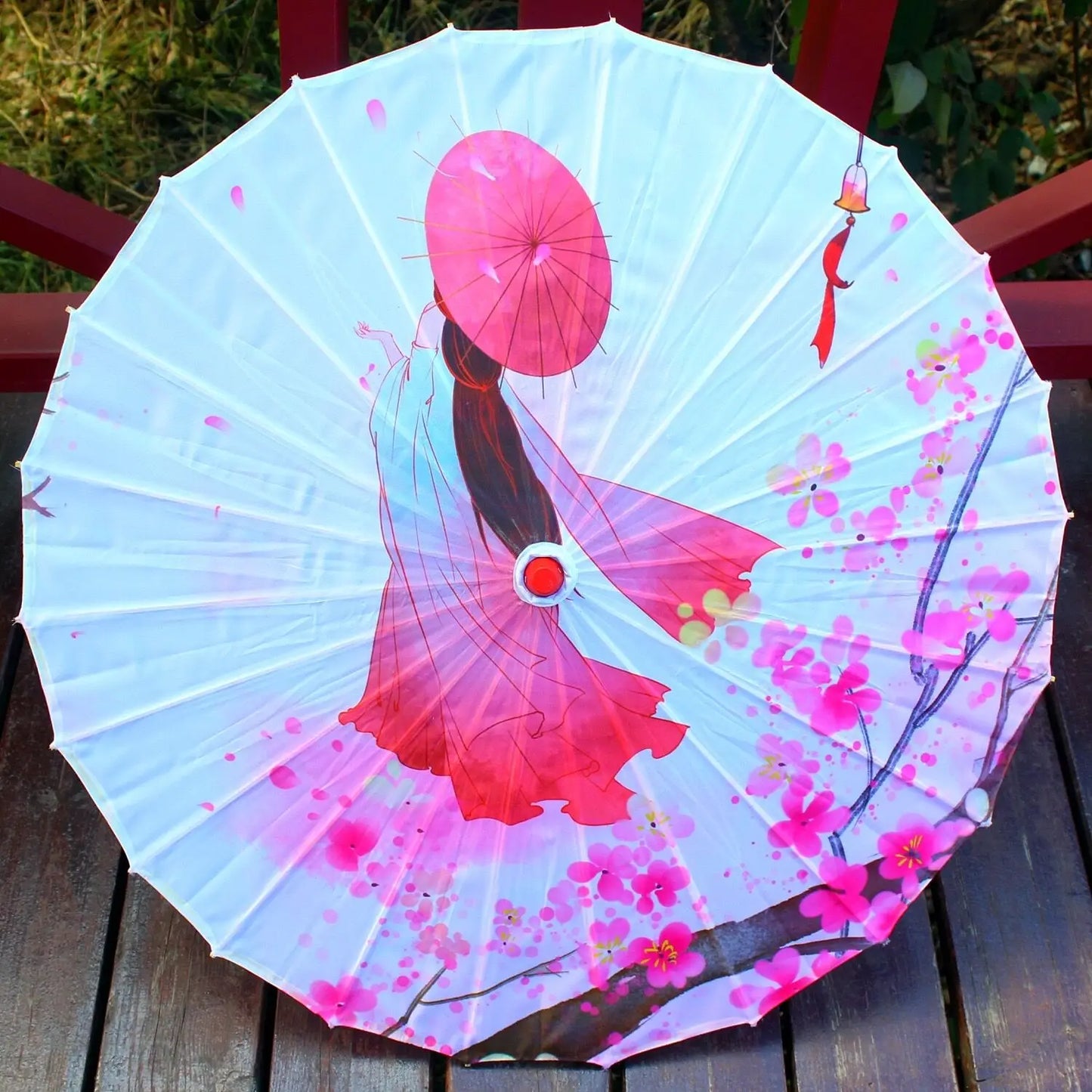 Silk umbrella with cherry blossom design