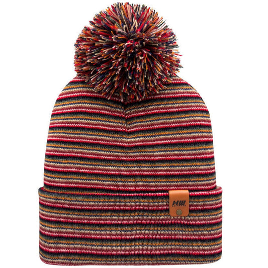Traditional Cuffed Pom Pom Beanie, Multi Color Knit Winter Hat