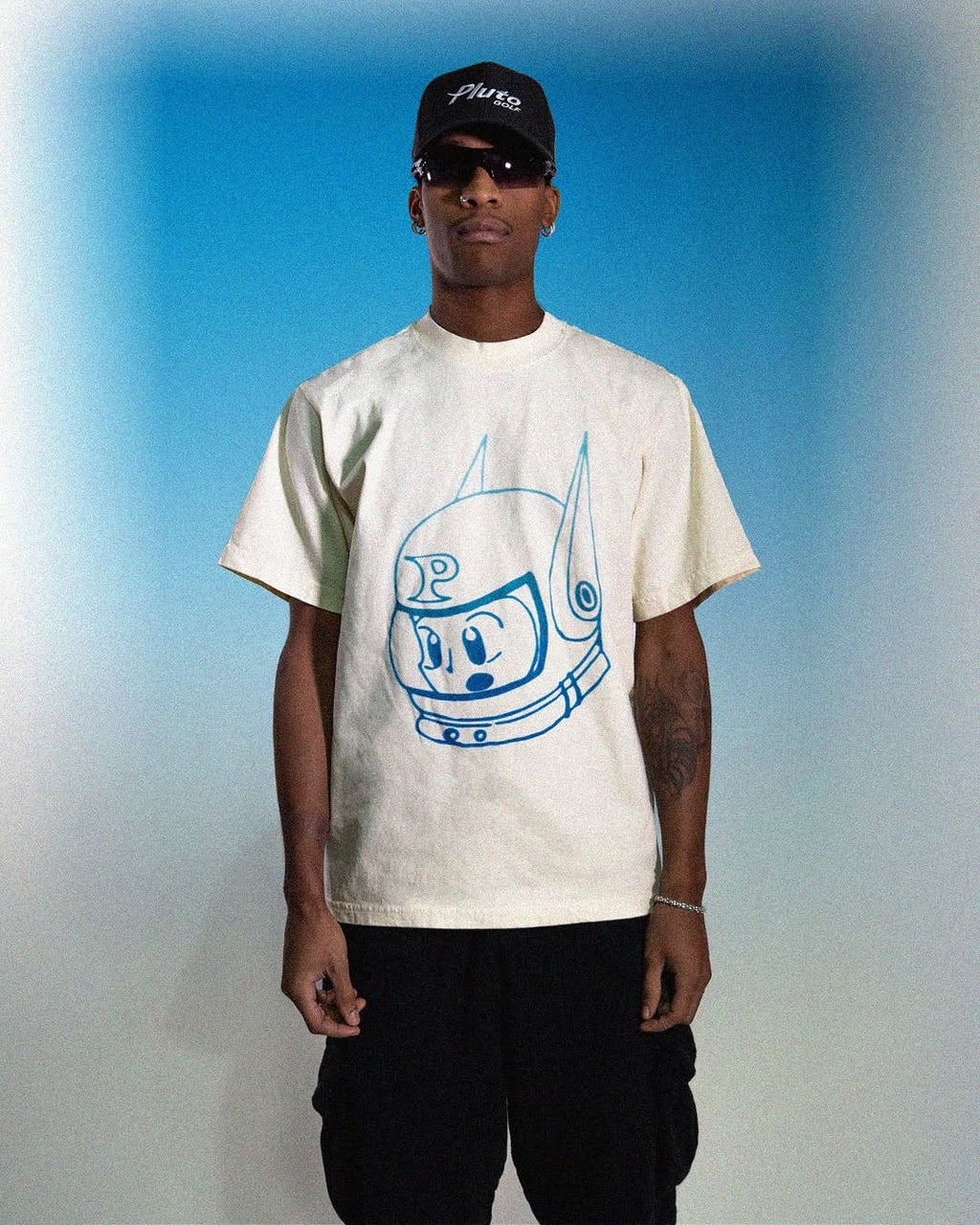 BOY PLUTO TEE | CREAM/BLUE