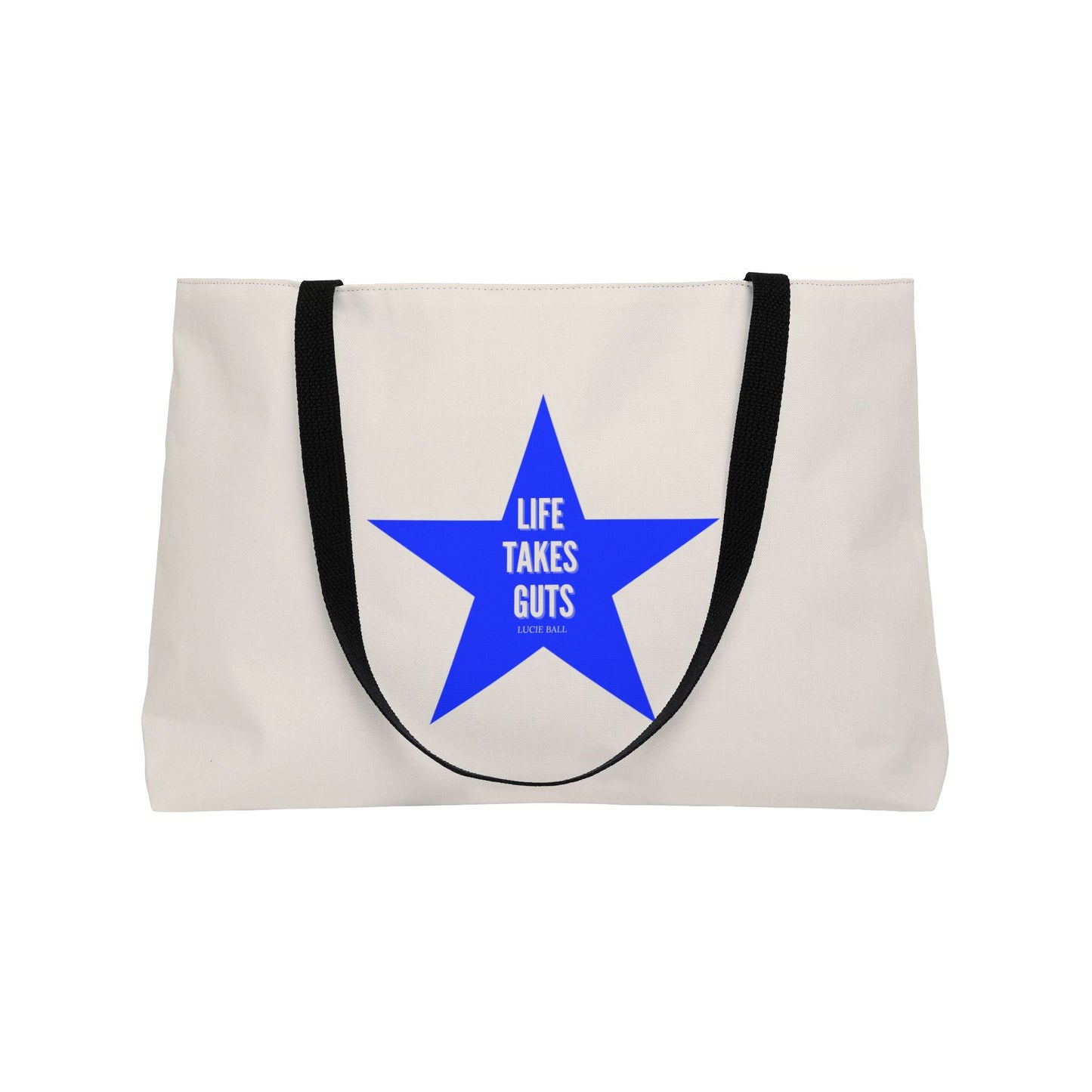 Star Weekender Tote Bag - LIFE TAKES GUTS,  Lucille Ball Quote