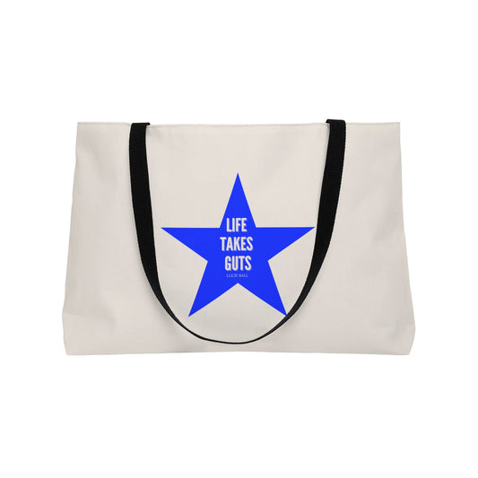 Star Weekender Tote Bag - LIFE TAKES GUTS,  Lucille Ball Quote