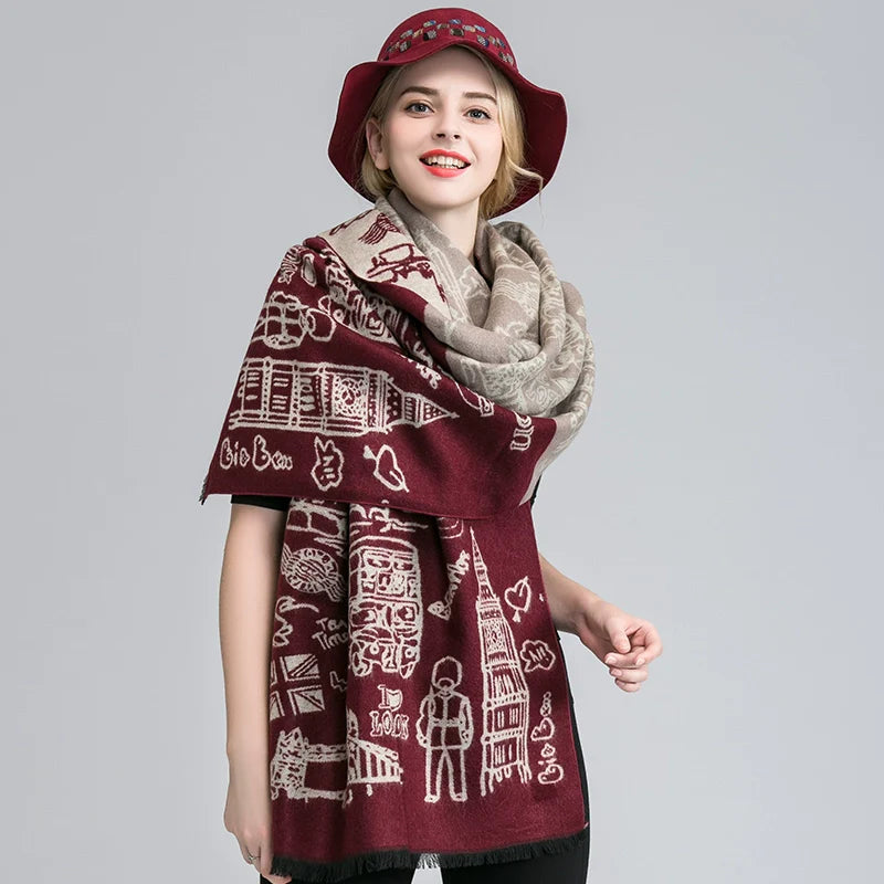 Women's Extra Large Scarf Long Double-Sided all season
