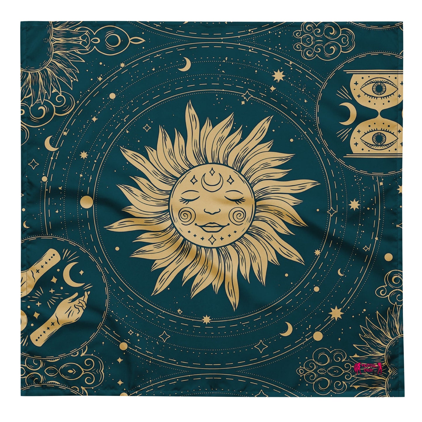 Boho Tarot Rave Bandana Reversable Face Mask for Music Festivals