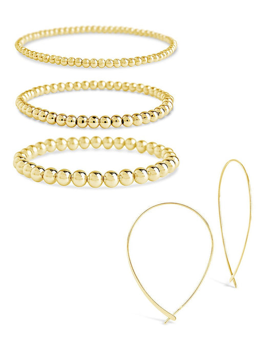 Beaded Bracelet & Delicate Threader Earrings Set