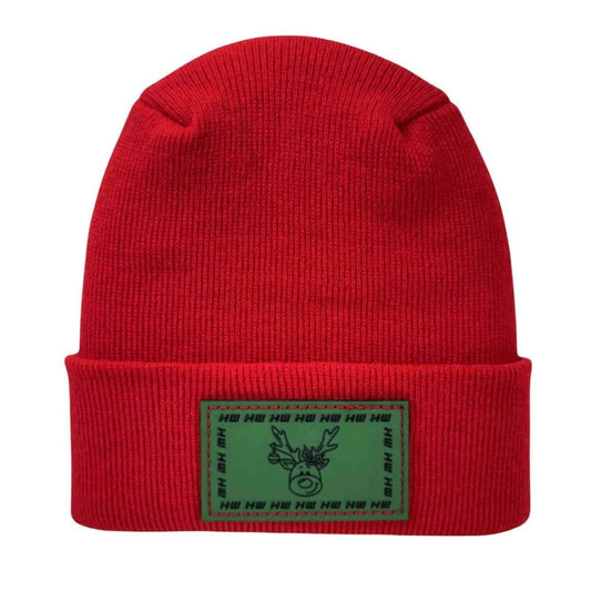 H Stitch Beanie, Reindeer Christmas Red Beanie
