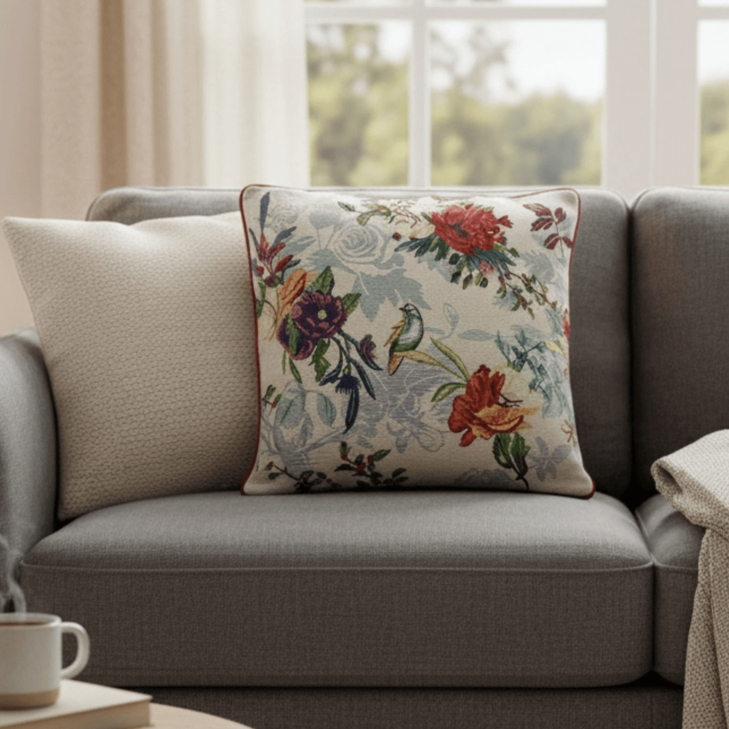 DaDa Bedding Elegant Tropical Paradise Birds Floral Tapestry Throw Pillow Covers 16" (18116)