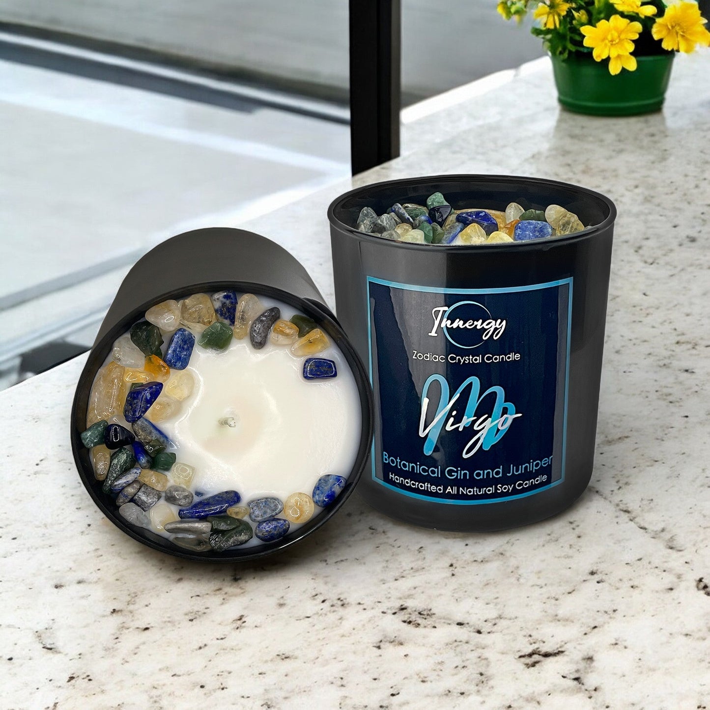 Virgo Zodiac Crystal Candle, 10oz