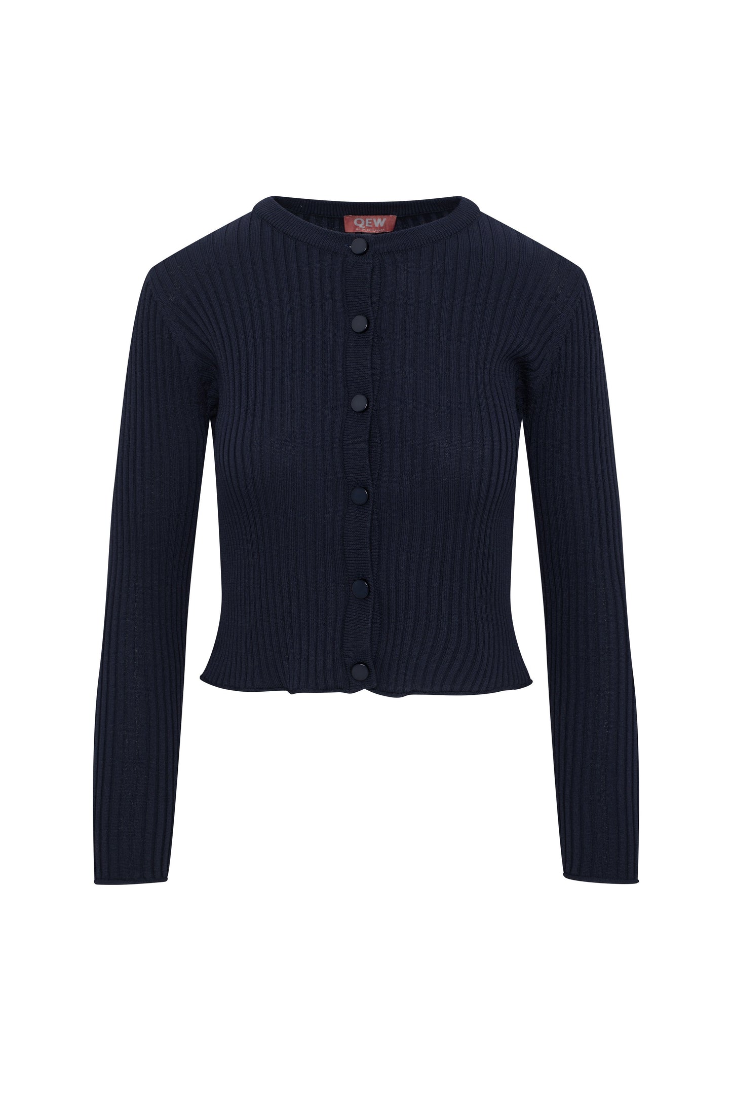 Wide Rib Cropped Knit Cardigan
