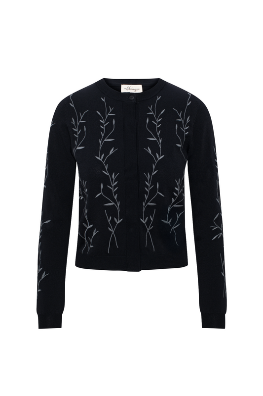 Embrodered Knit Cropped Cardigan