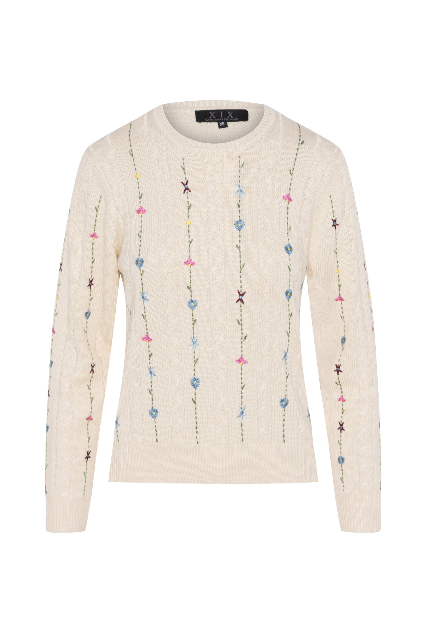 Embroidered Cable Sweater