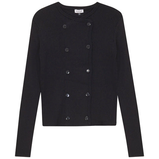 Double Breasted Cropped Knit Cardigan