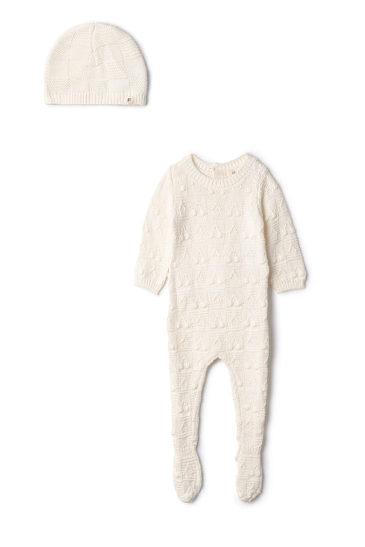 Knit Textured Onesie and Hat