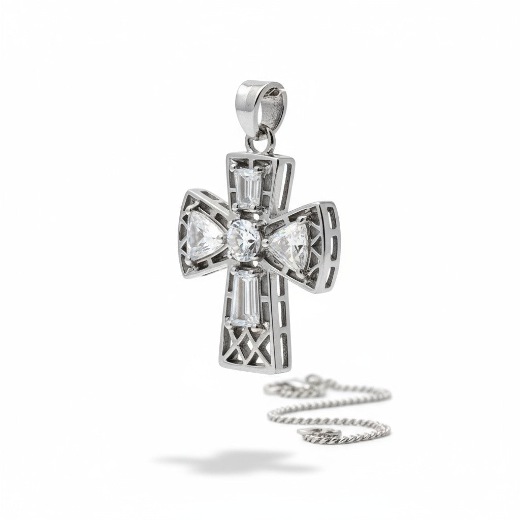 Tranquility Cross Pendant<br>5 stones • Overall size 28x22.3mm
