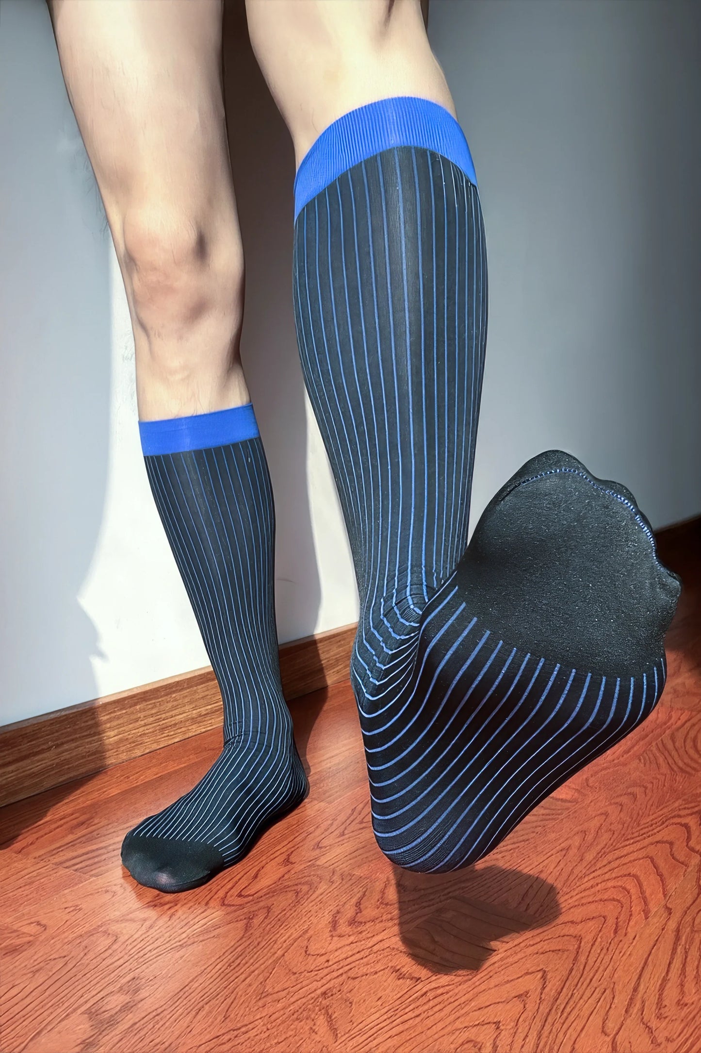 Men’s Mid-Calf Dress Socks - Minimalist Striped Nylon