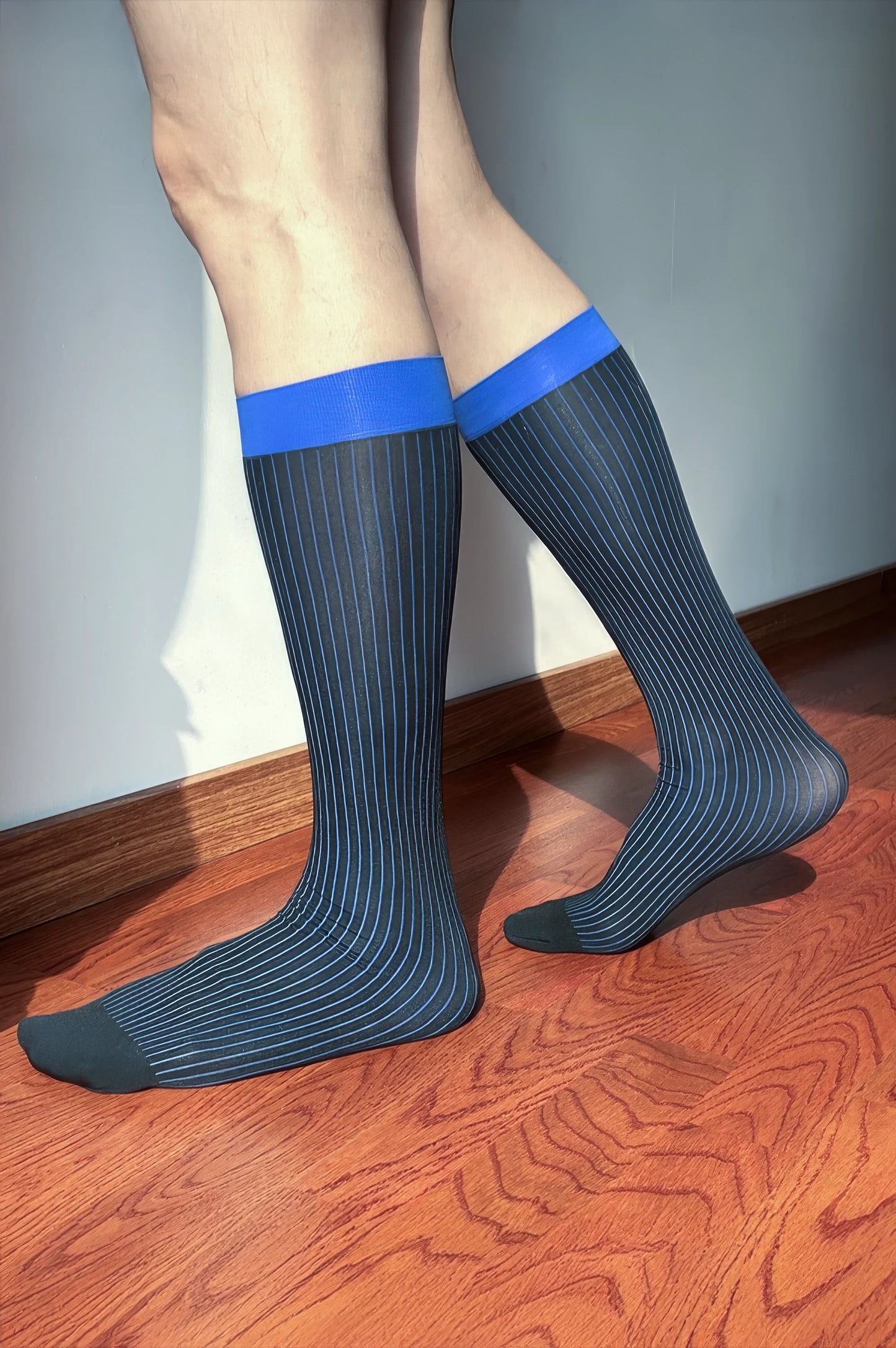 Men’s Mid-Calf Dress Socks - Minimalist Striped Nylon
