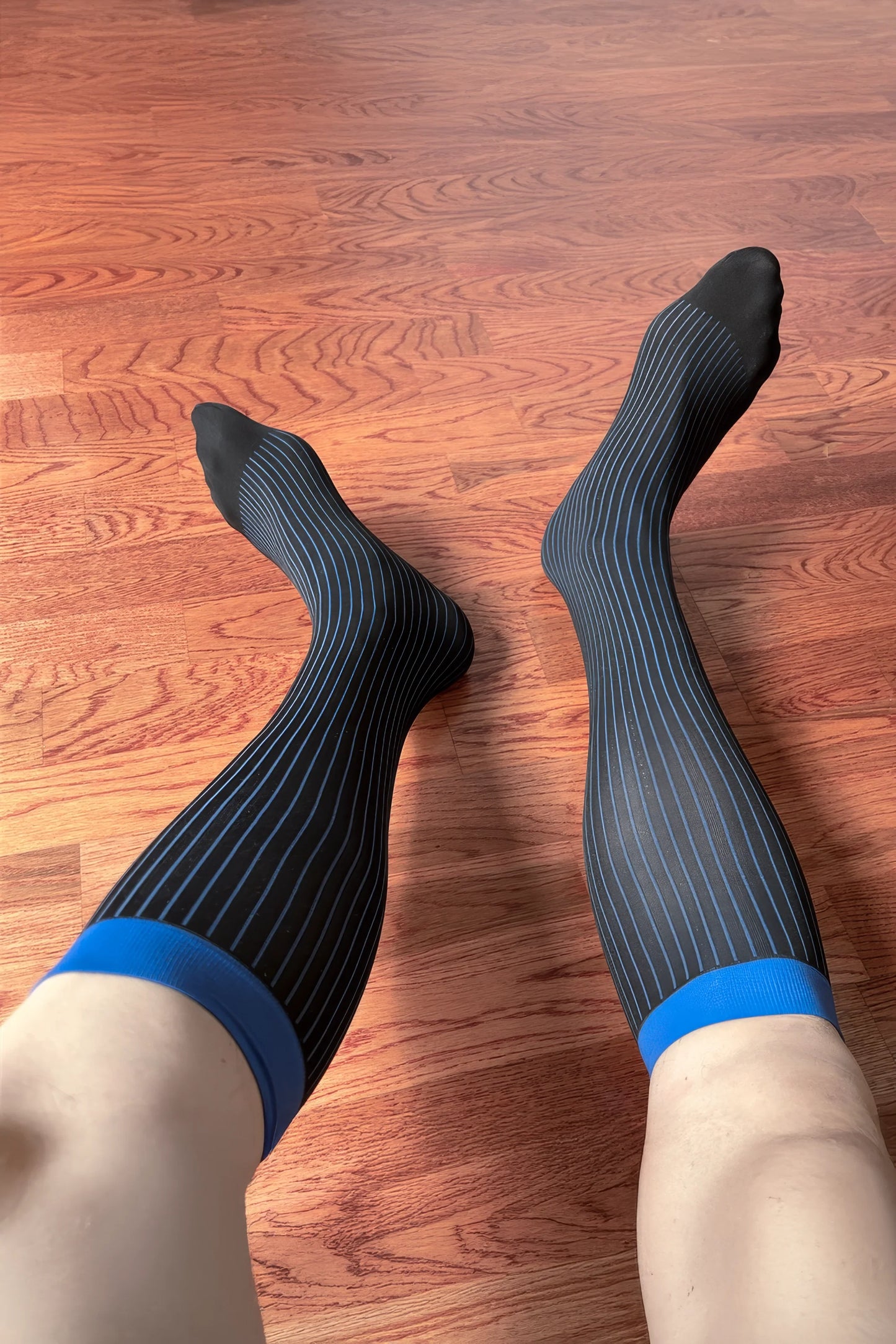 Men’s Mid-Calf Dress Socks - Minimalist Striped Nylon
