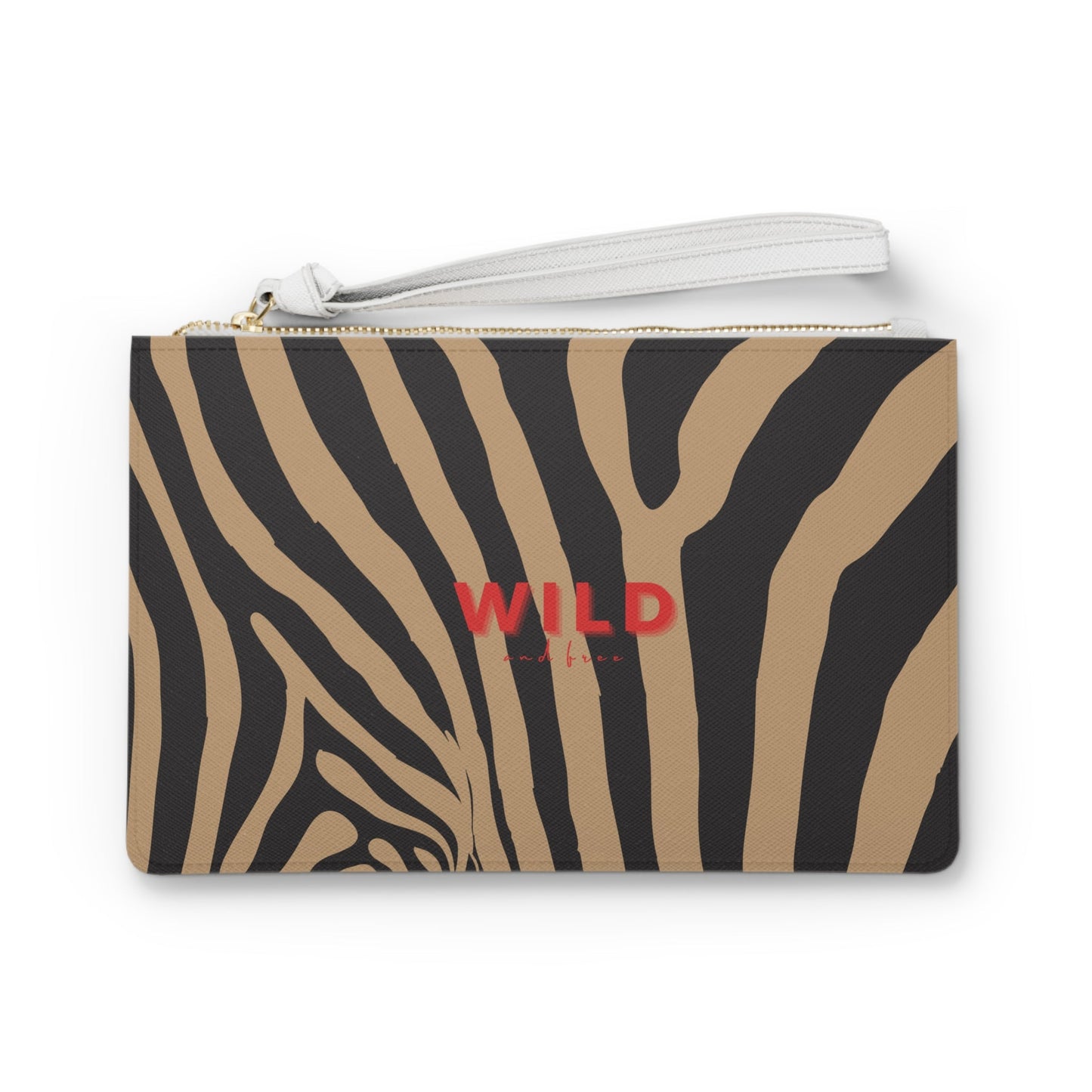 Chic Zebra Print Clutch Bag, Vegan Leather