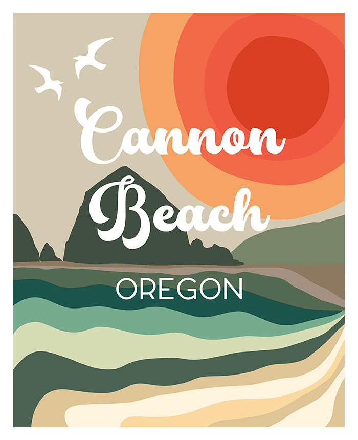Destination: Cannon Beach, Oregon  - Modern Typography Art Print