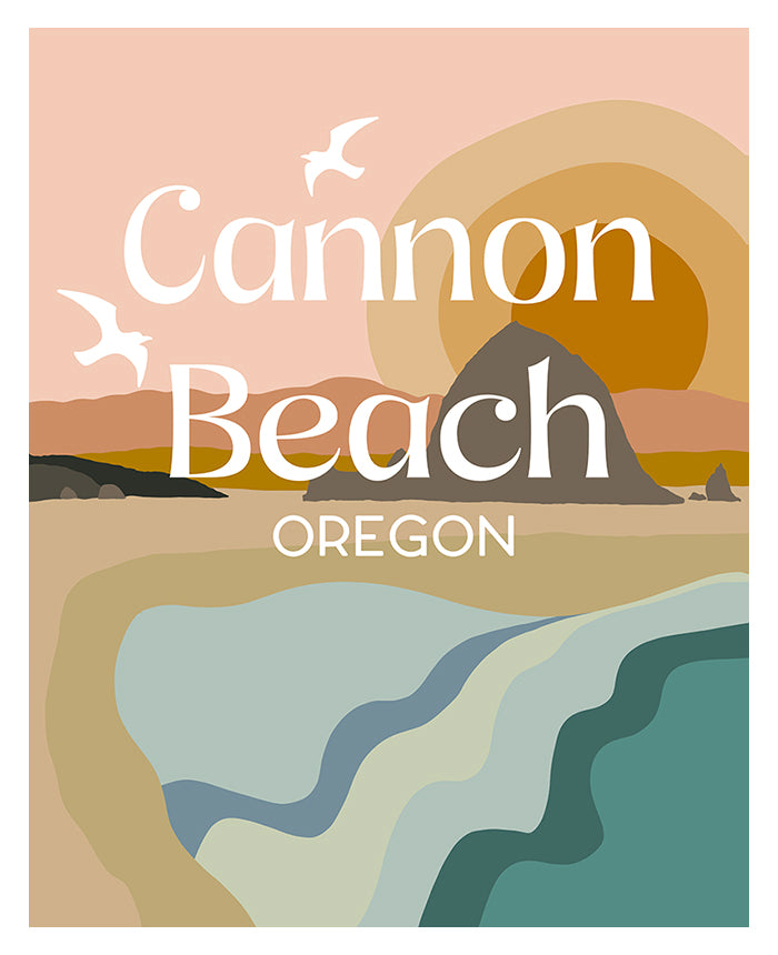 Destination: Cannon Beach, Oregon  - Modern Typography Art Print