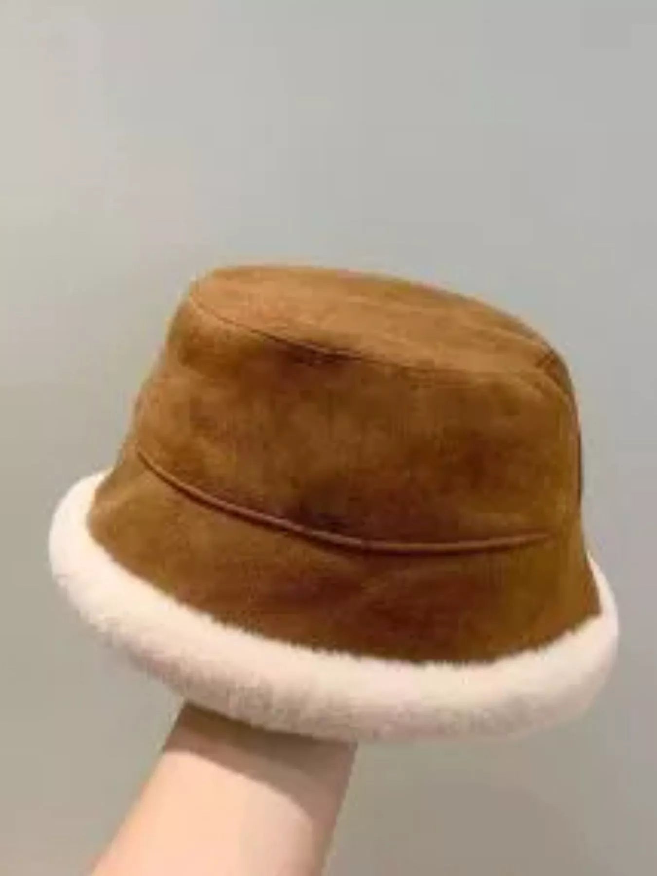 Children's Warm Plush Trim Bucket Hat