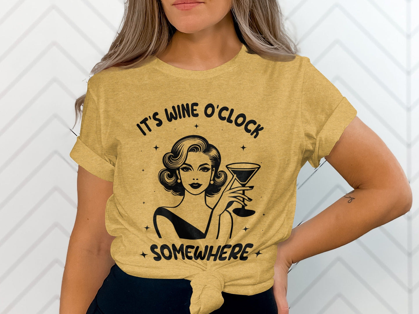 It's Wine O'Clock Somewhere Classy Lady Graphic T-Shirt