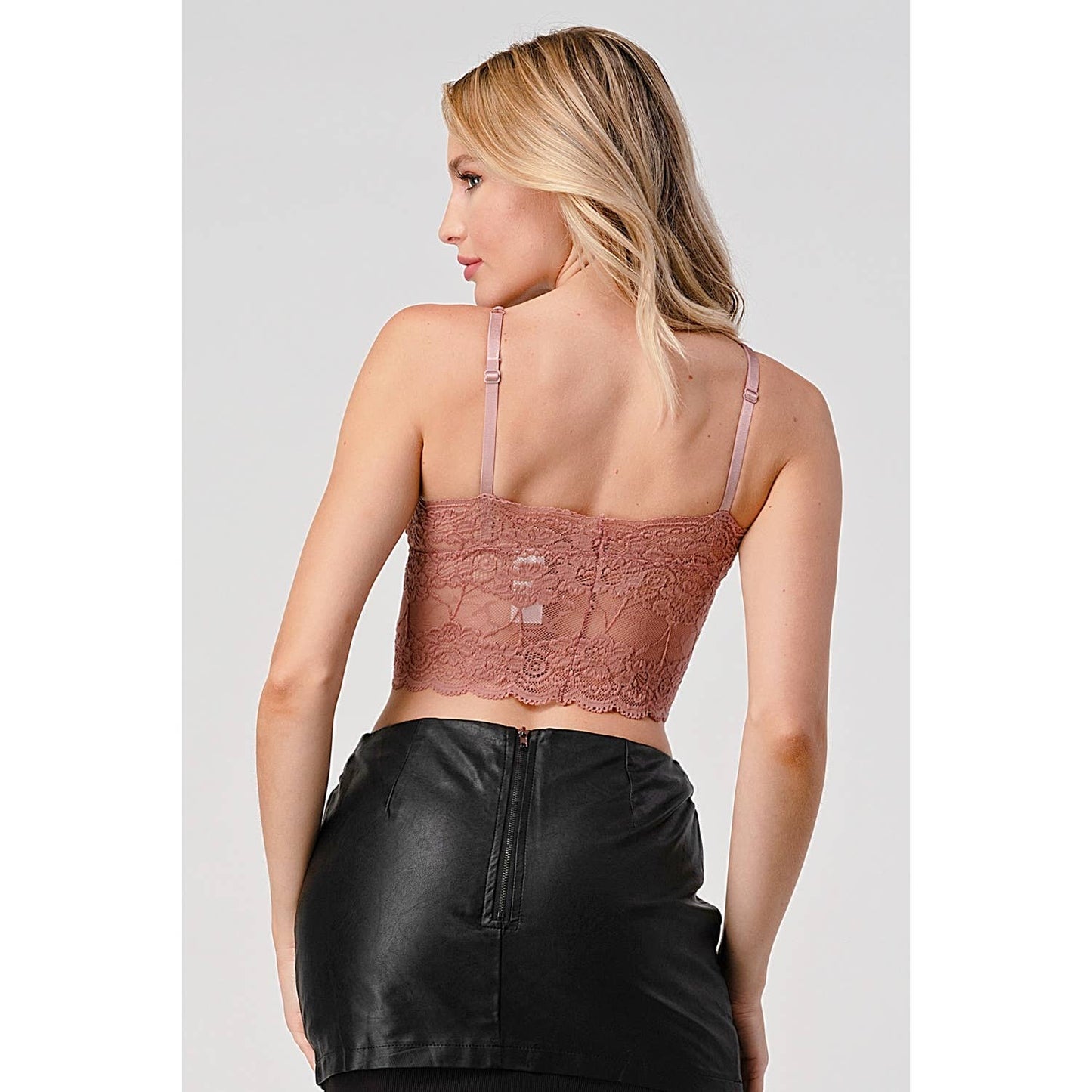 SPAGHETTI STRAP STRING DETAIL LACE CROP BRACELETTE