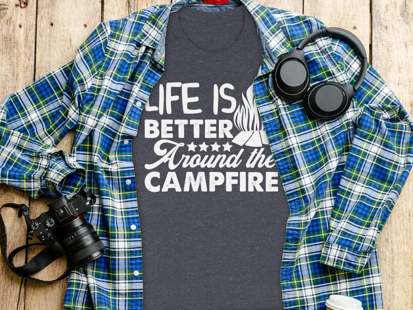 Life Is Better Around The Campfire Graphic Print T-Shirt