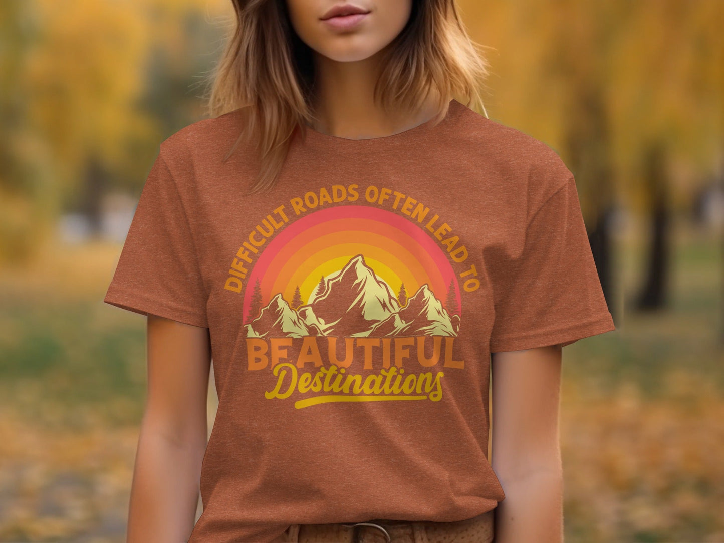 Difficult Roads Beautiful Destinations Retro Style T-Shirt Long Sleeve T-Shirt
