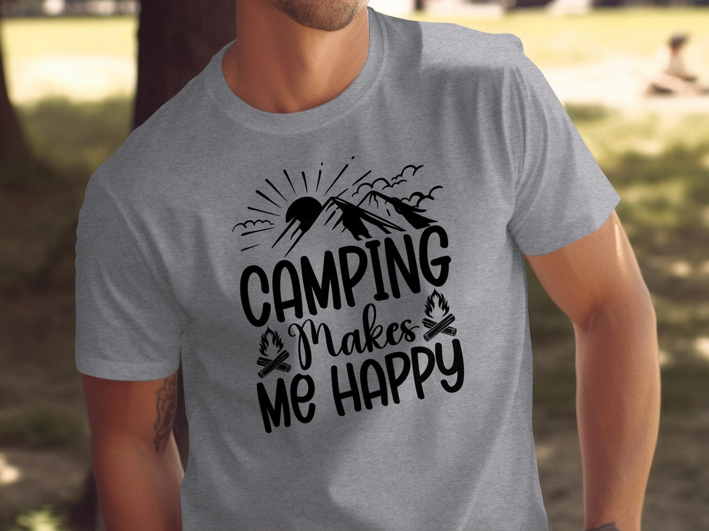 Camping Makes Me Happy Outdoor Adventure Graphic T-Shirt