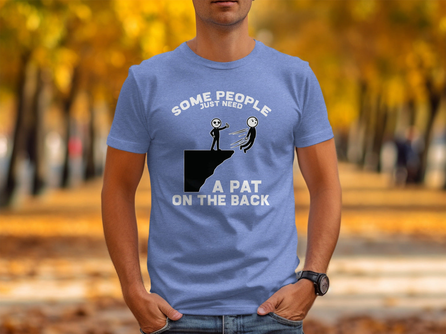 Thumbs Up Before The Fall Funny Stick Figure Art T-Shirt