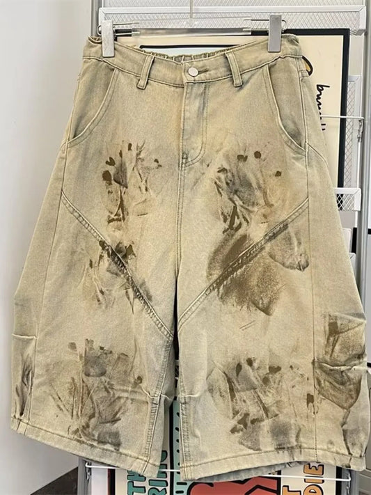 Men's Plus Size Vintage Wash Denim Shorts