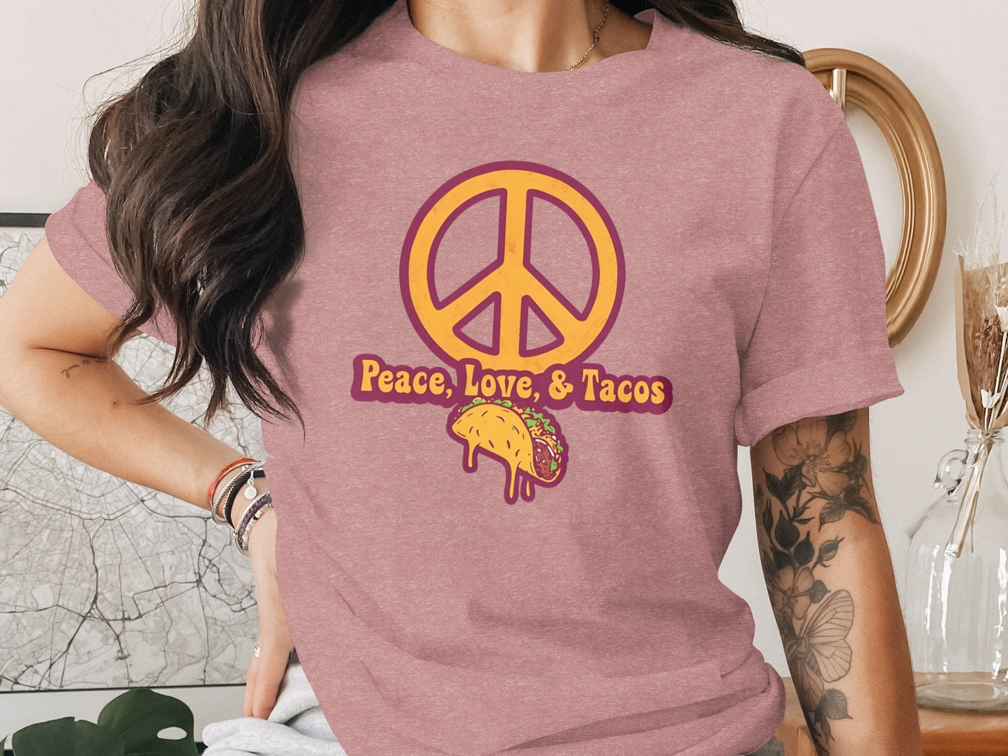 Peace Love Tacos Illustration for Taco Enthusiasts T-Shirt
