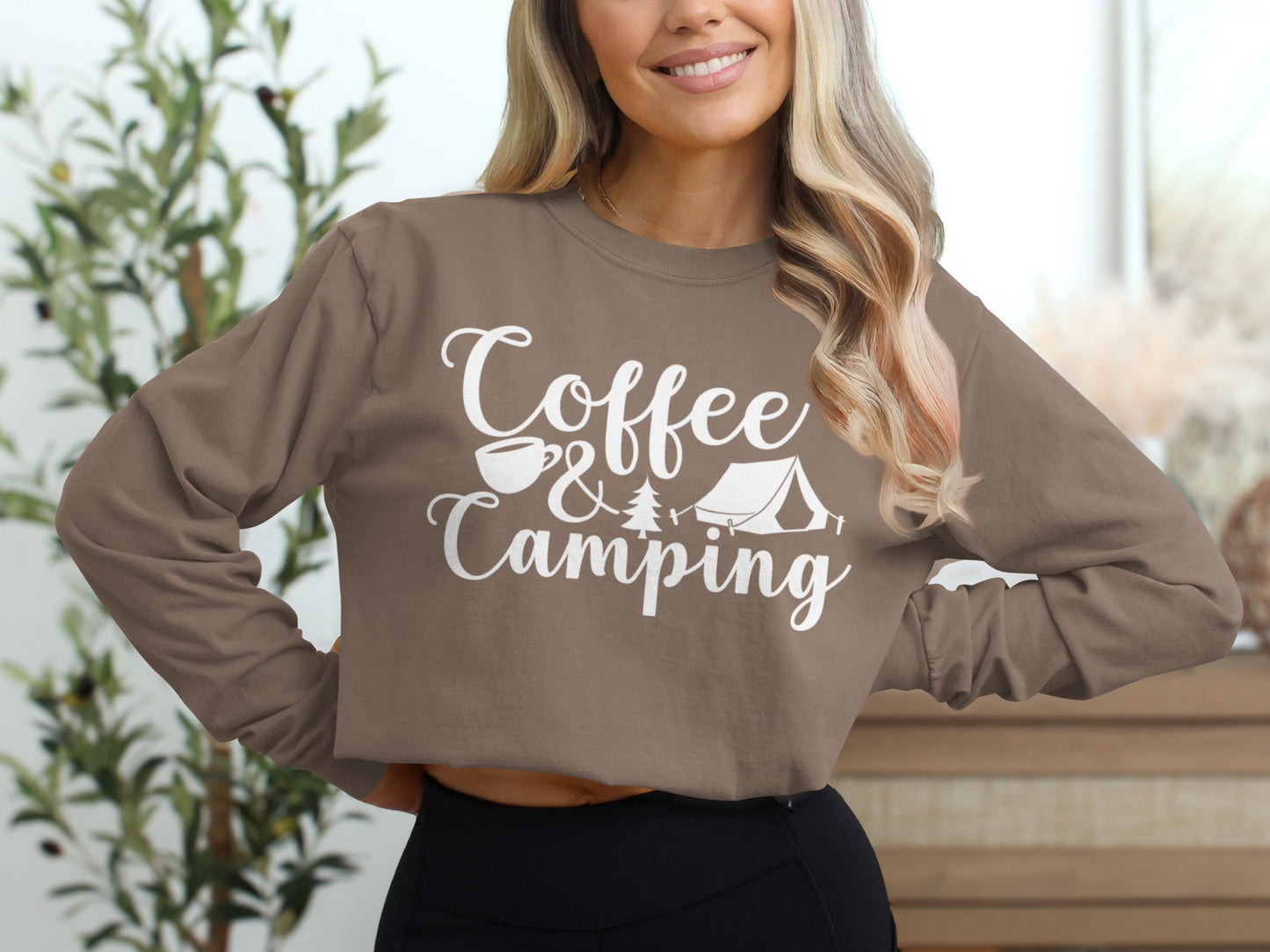 Coffee and Camping Adventure Design Long Sleeve T-Shirt