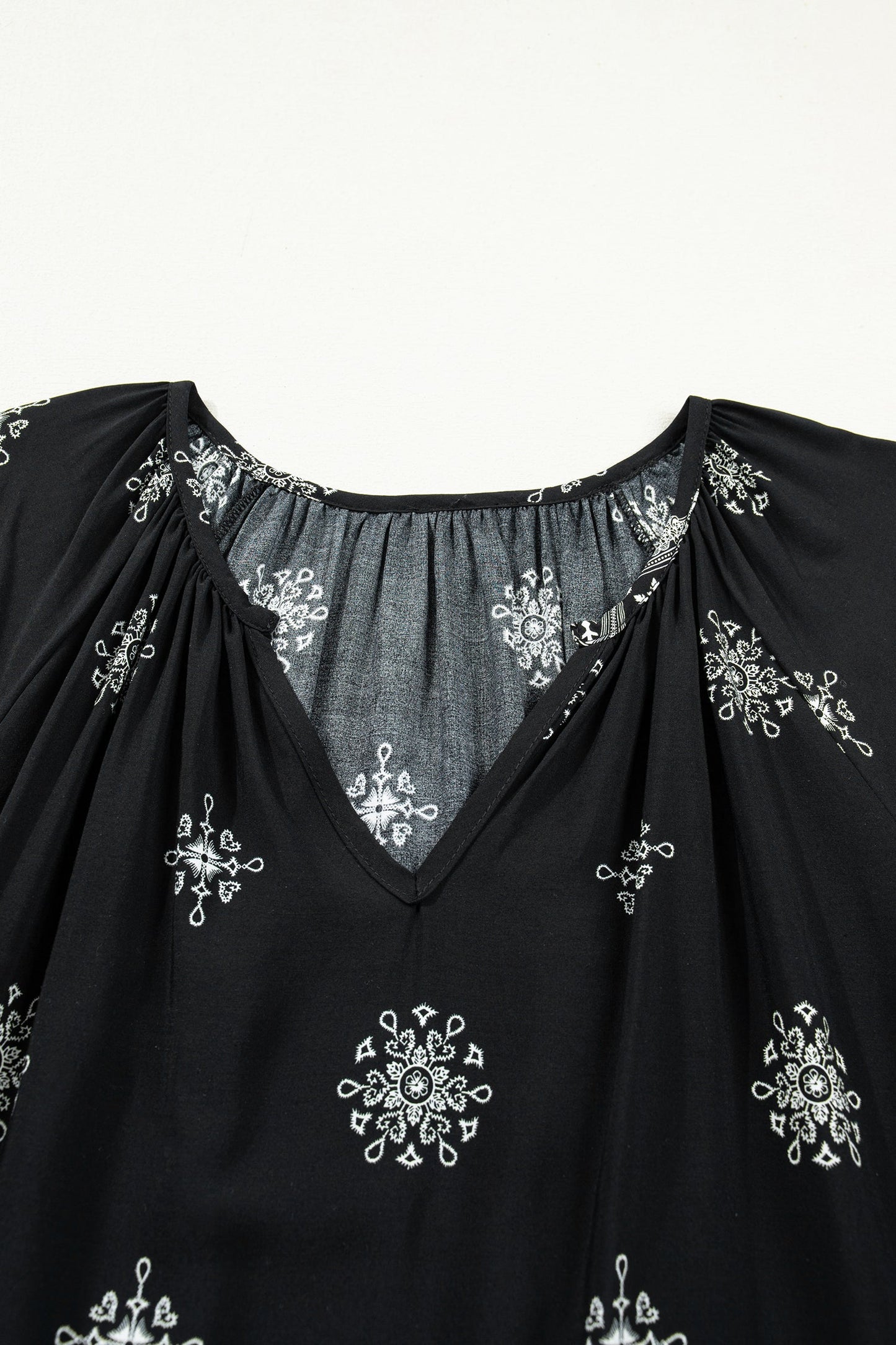 Yellow Boho Chic Notched V Neck Plus Floral Short Sleeve Top