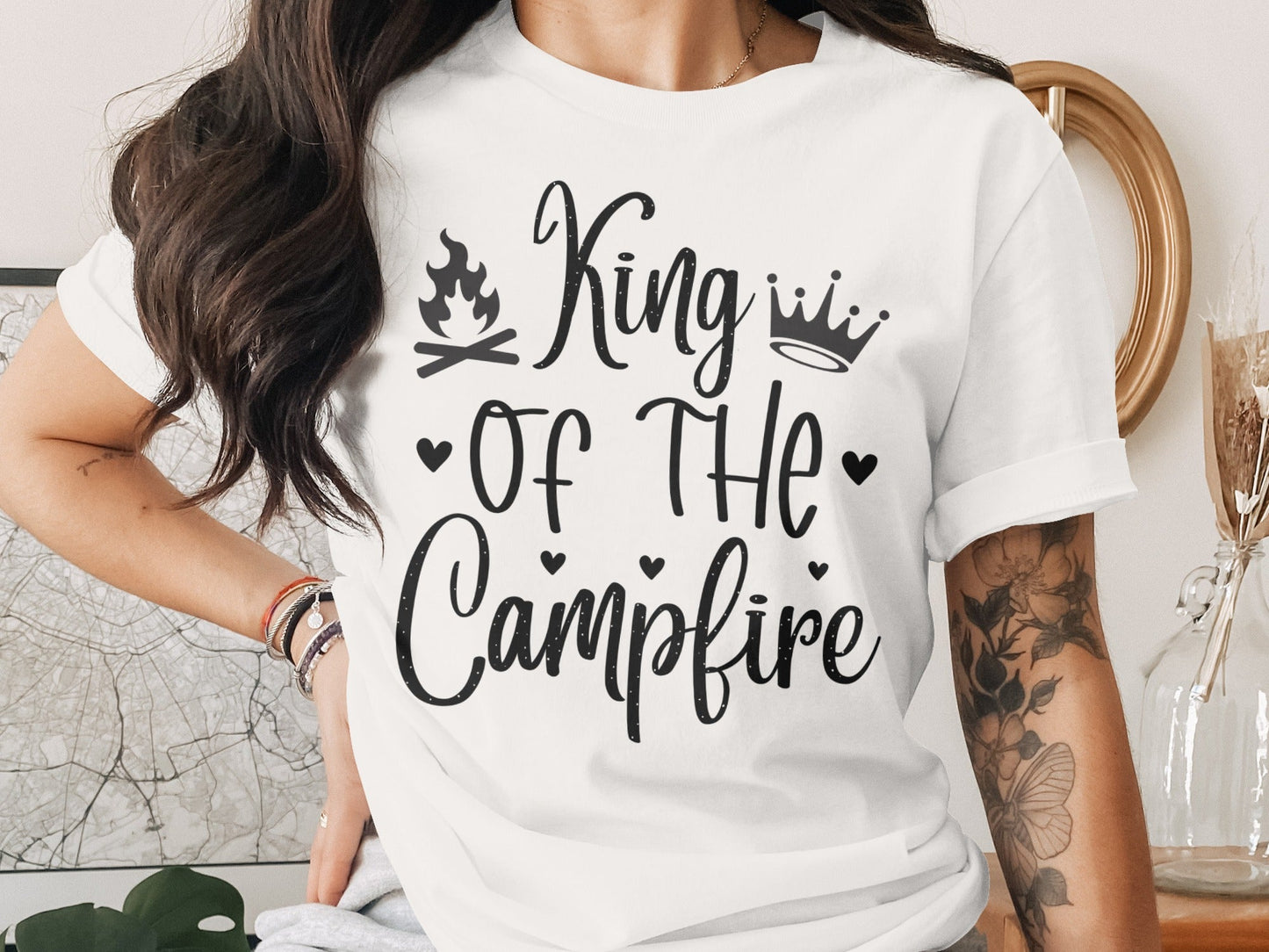 King Of The Campfire With Campfire and Crown T-Shirt