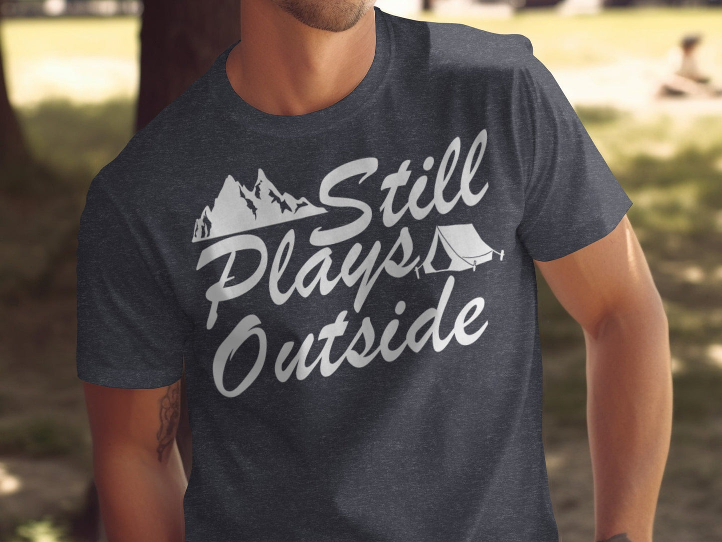 Still Plays Outside With Mountain Tent Graphic T-Shirt