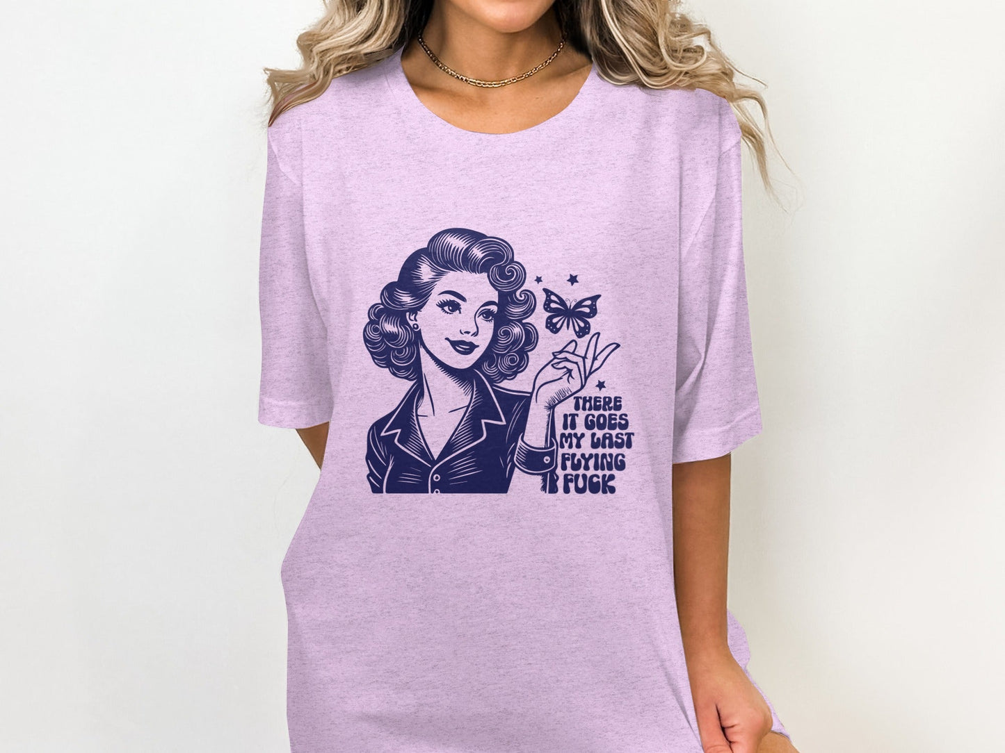 Retro Girl Butterfly Last Flying F Word Phrase T-Shirt