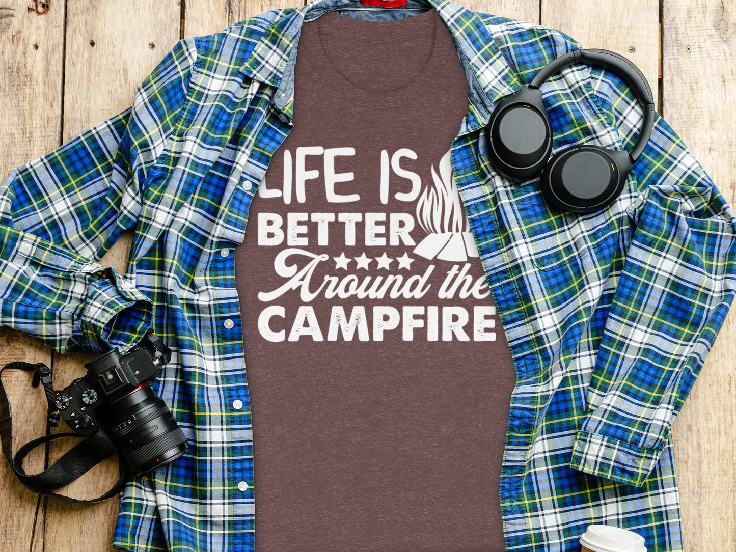 Life Is Better Around The Campfire Graphic Print T-Shirt