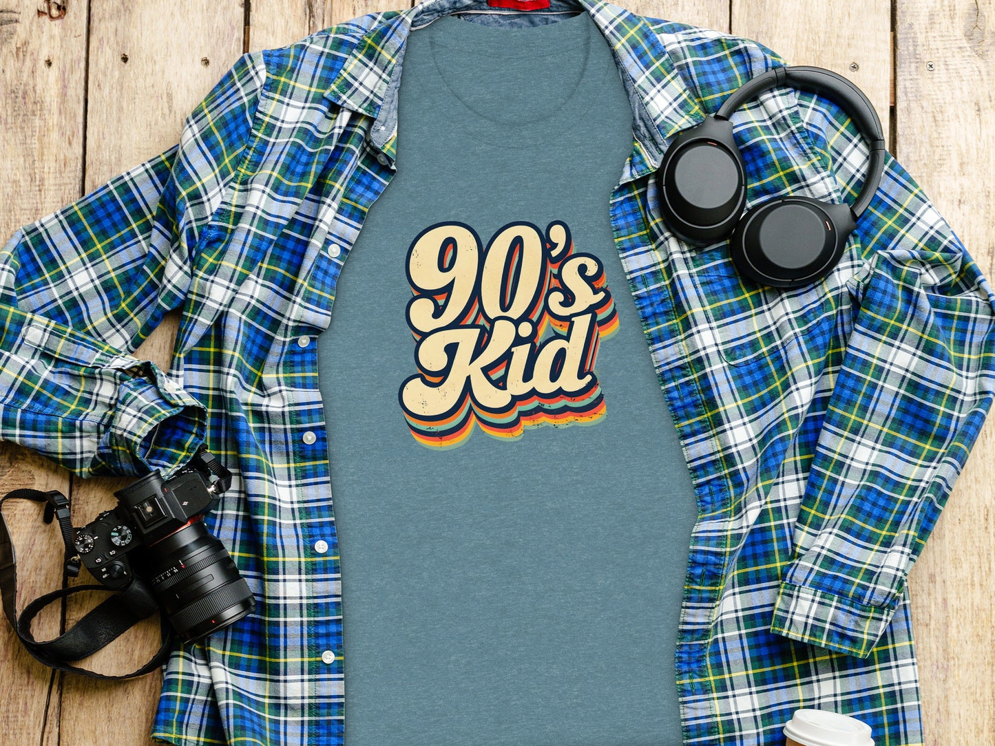 Retro 90s Kid Layered Text Design Trendy Cool Style T-Shirt