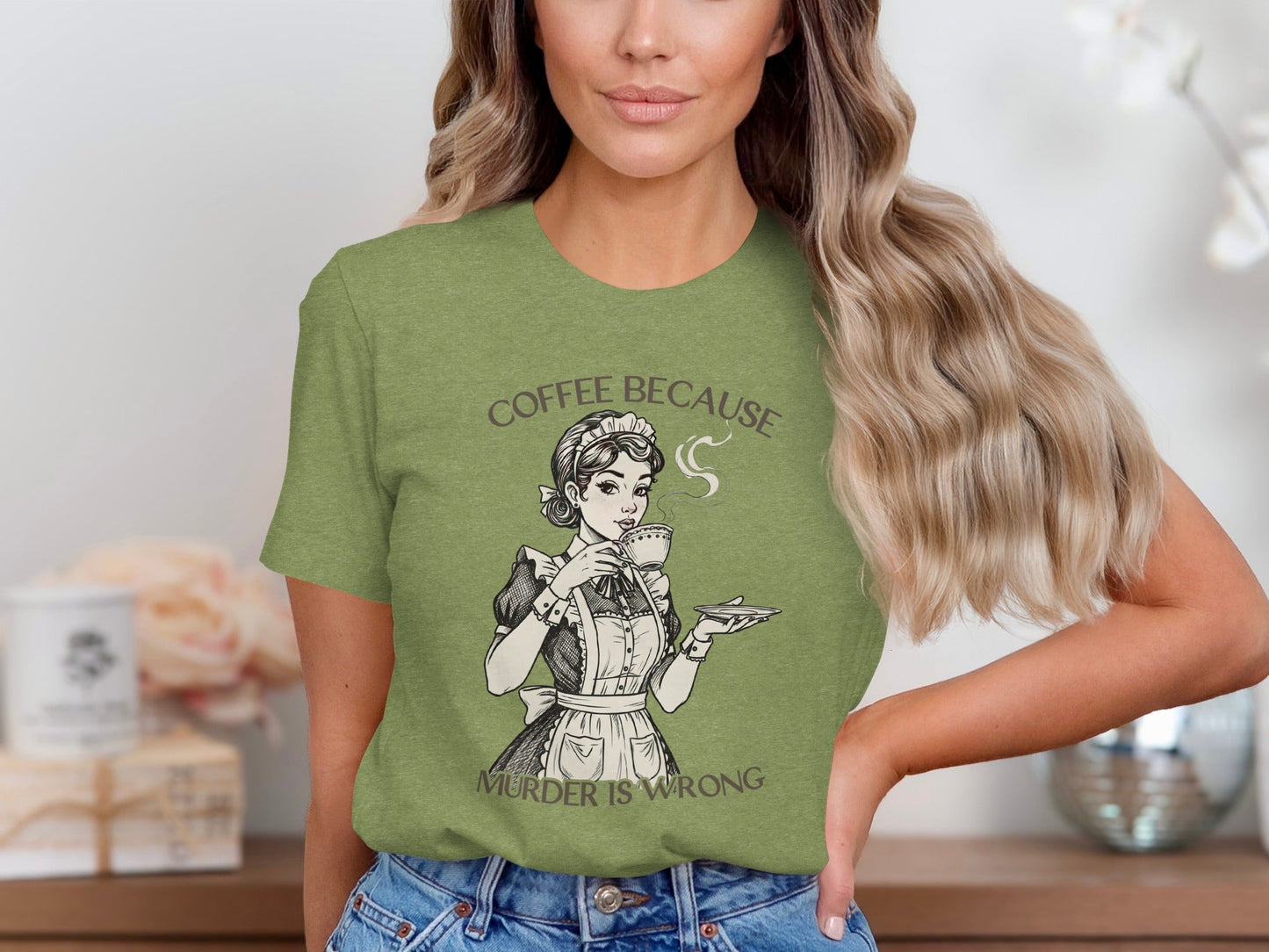 Coffee Because Murder is Wrong Funny Vintage Style T-Shirt