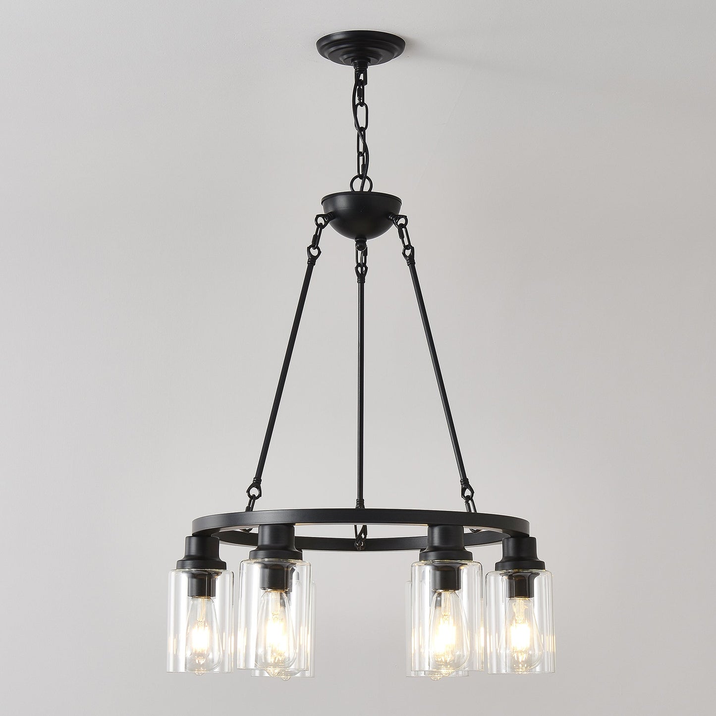 6-Light Black Wagon Wheel Chandelier